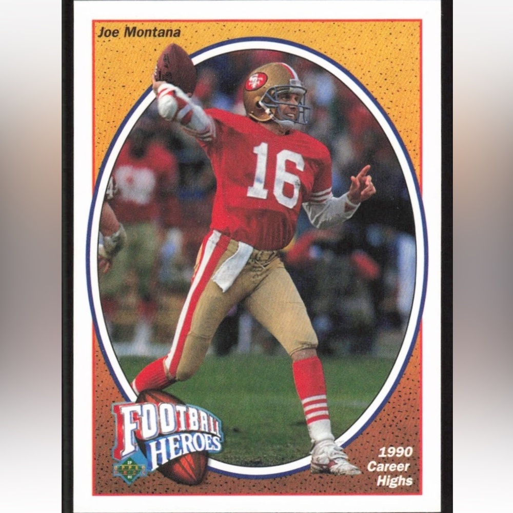 Joe Montana 1991 Upper Deck Hero San Francisco 49ers NFL Football Card